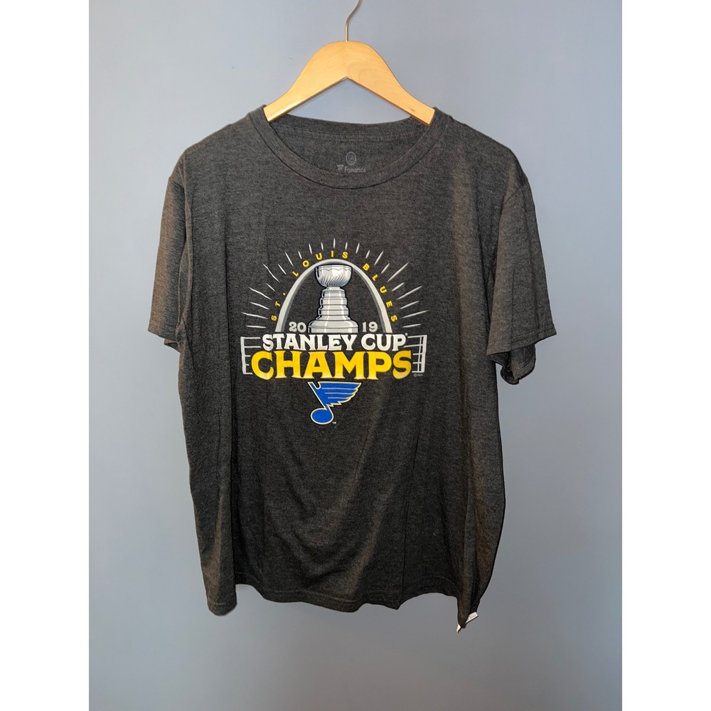 Fanatics St Louis Blues 2019 Stanley‎ Cup Champs Shirt Mens Large Charcoal NHL